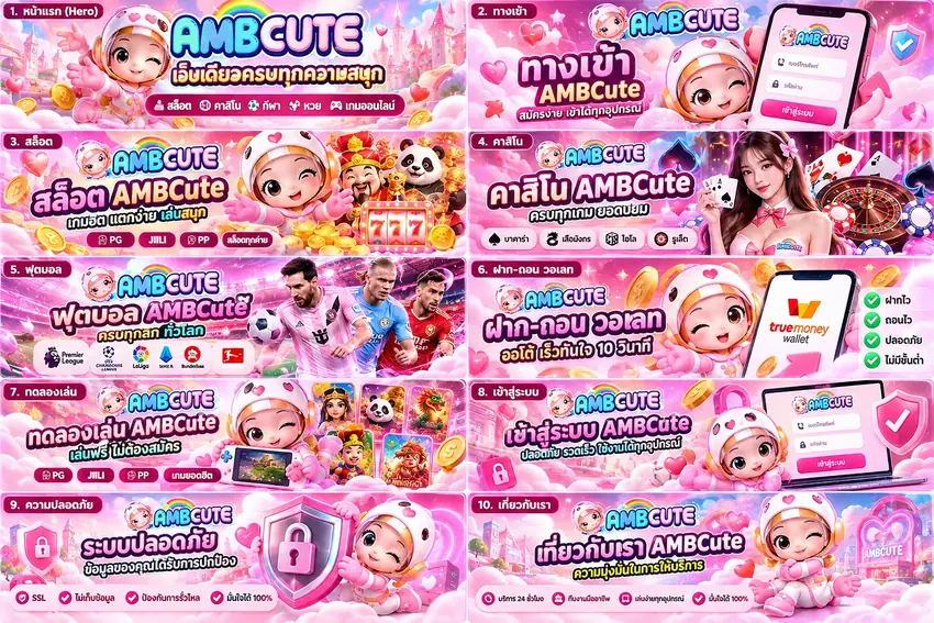 ภาพรวมภาพประกอบหมวดต่าง ๆ ของเว็บไซต์ AMBCute