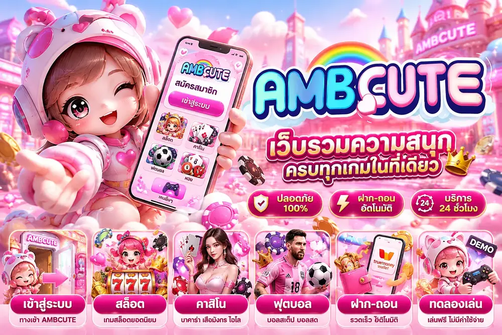 ภาพแบนเนอร์หลัก AMBCute รวมหมวดเกมและการใช้งาน